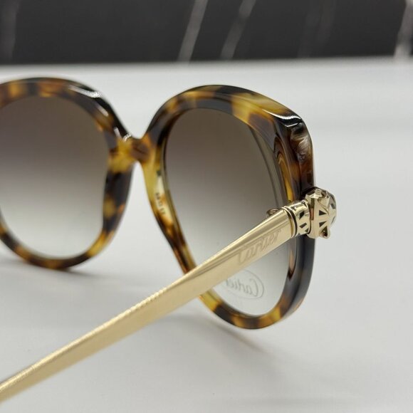 NEW CARTIER CT0064S 002 WOMEN HAVANA GOLD ROUND SUNGLASSES CARTIER CT0064S main image 10